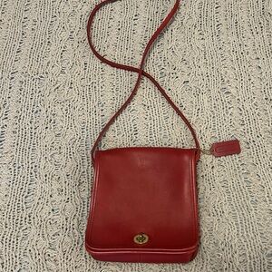 Vintage Coach NYC Compact Red Leather Pouch